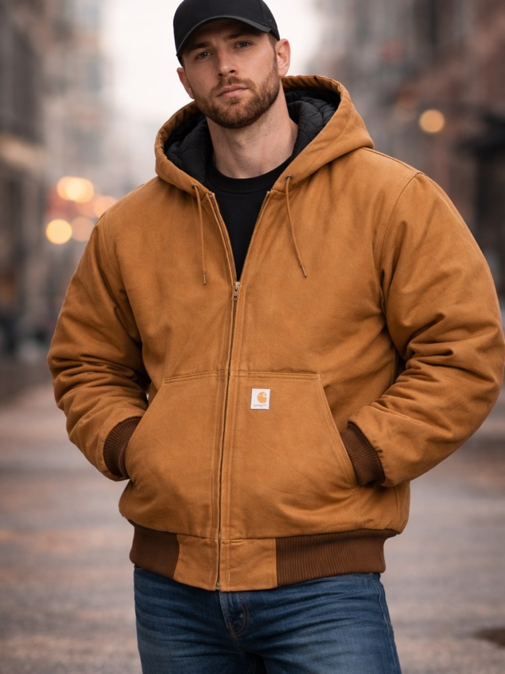 NWT Carhartt Men's Hooded Work Jacket in Brown